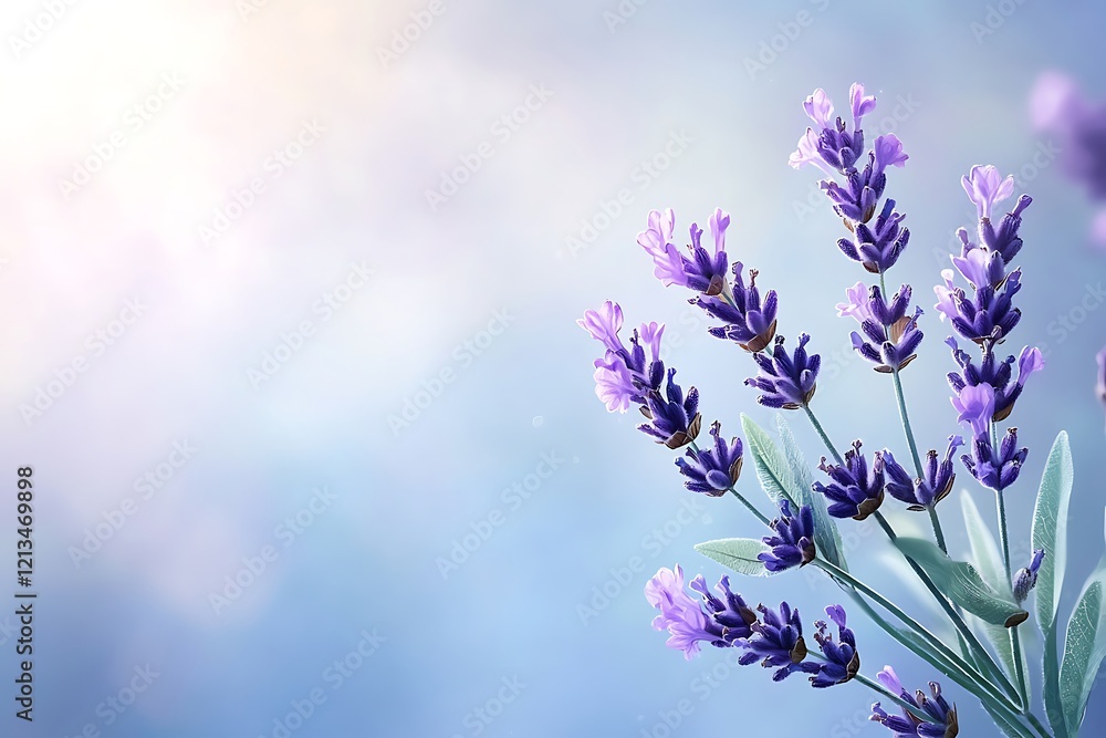 Obraz premium Lavender blooming in nature background floral environment soft light peaceful viewpoint