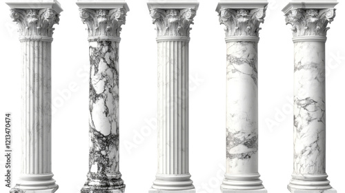 greek columns isolated on white background photo