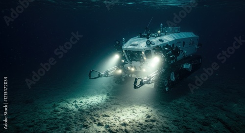 Undersea Remotely Operated Vehicle: Deep Ocean Exploration in Moody Blue