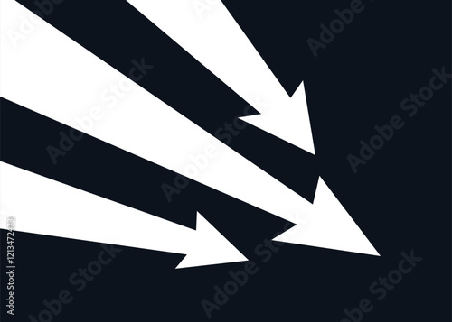 3 white business arrows falling down with dark background represent bad condition business decline trading loss economy recession