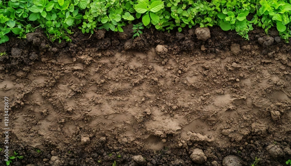 Fresh Soil and Green Plants in Garden Setting Fresh Soil and Green Plants in Garden Setting