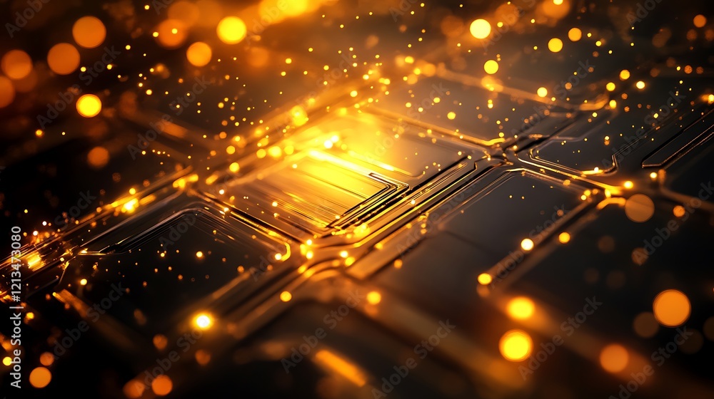 Futuristic digital technology background with metallic plates and radiant particles forming a pattern Futuristic digital technology background with metallic plates and radiant particles forming a pattern