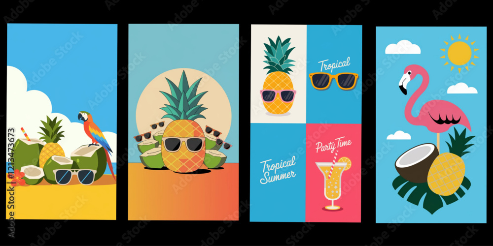 Vector tropical summer design templates. Minimalist style. Abstract prints for cover templates, banners, Vector tropical summer design templates. Minimalist style. Abstract prints for cover templates, banners,