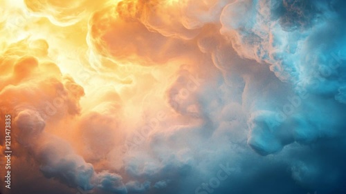 Stunning Abstract Cloudscape with Vibrant Orange and Blue Tones Creating a Dreamy Atmospheric Effect Perfect for Backgrounds, Art Inspiration, and Creative Projects