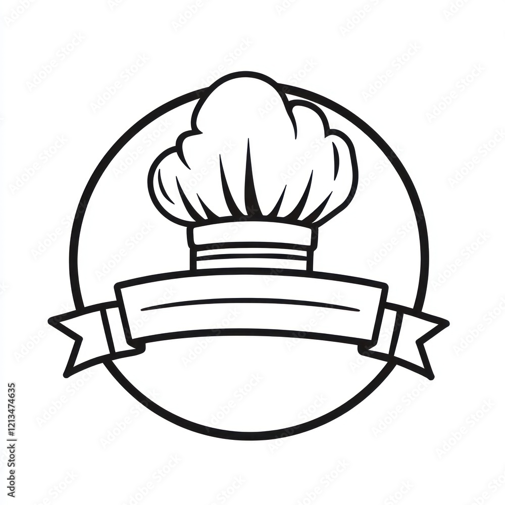 Chef hat logo with banner, for restaurant branding Chef hat logo with banner, for restaurant branding