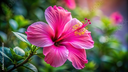 A breathtaking close-up of a ritzy pink hibiscus flower.