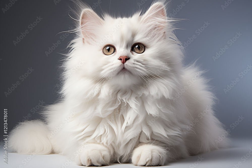 A fluffy white Persian cat with a comically surprised expression, mouth slightly open, and wide eyes A fluffy white Persian cat with a comically surprised expression, mouth slightly open, and wide eyes