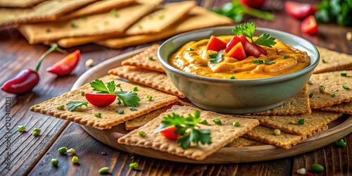 Wallpaper Mural Almond flour crackers, a long exposure dream, topped with smooth hummus. Torontodigital.ca