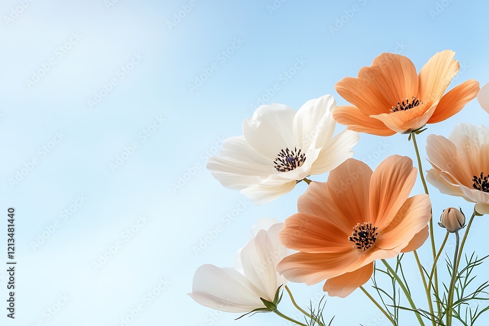 Fototapeta premium Vibrant floral display in nature background serene environment aesthetic photography