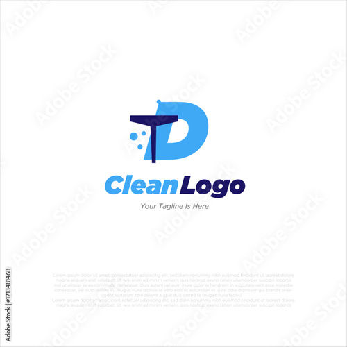 Letter D with windows cleaning logo