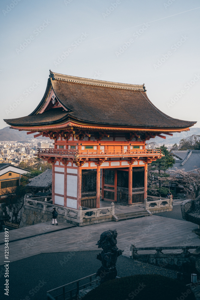 Famous travel spot Kiyomizu-dera Temple in Kyoto, Japan in early spring morning without people Famous travel spot Kiyomizu-dera Temple in Kyoto, Japan in early spring morning without people