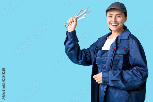 Young female mechanic with ...