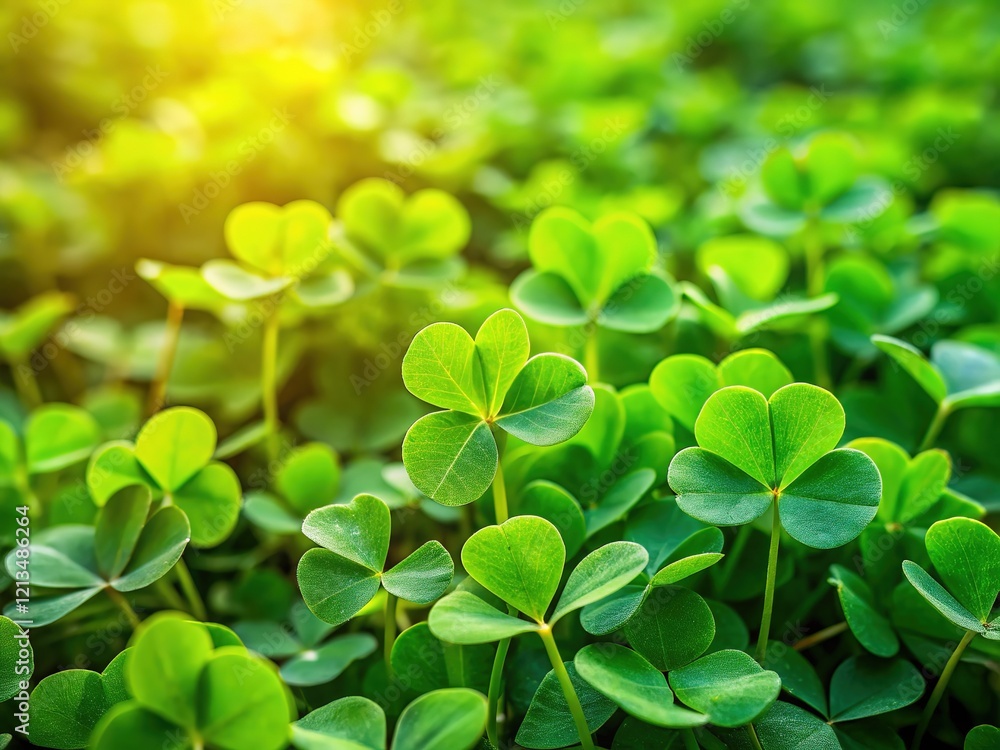Delicate clover leaves carpet a lush green field. Perfect for a peaceful backdrop. Delicate clover leaves carpet a lush green field. Perfect for a peaceful backdrop.