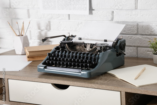 Vintage typewriter and open...