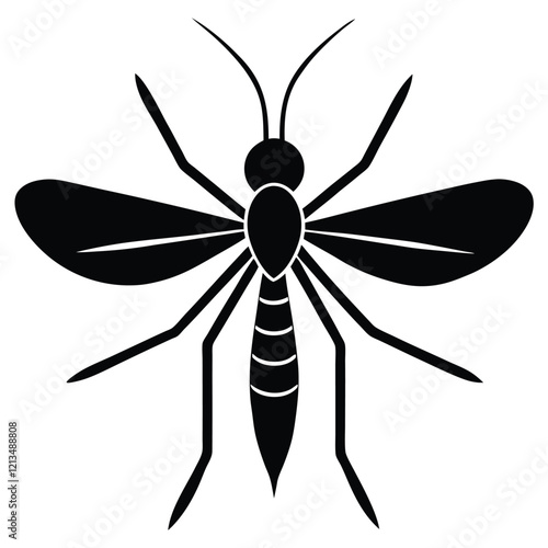 Black and white butterfly , Silhouette of a dragonfly  , A mosquito icon with outstretched wings and simple, sharp legs.