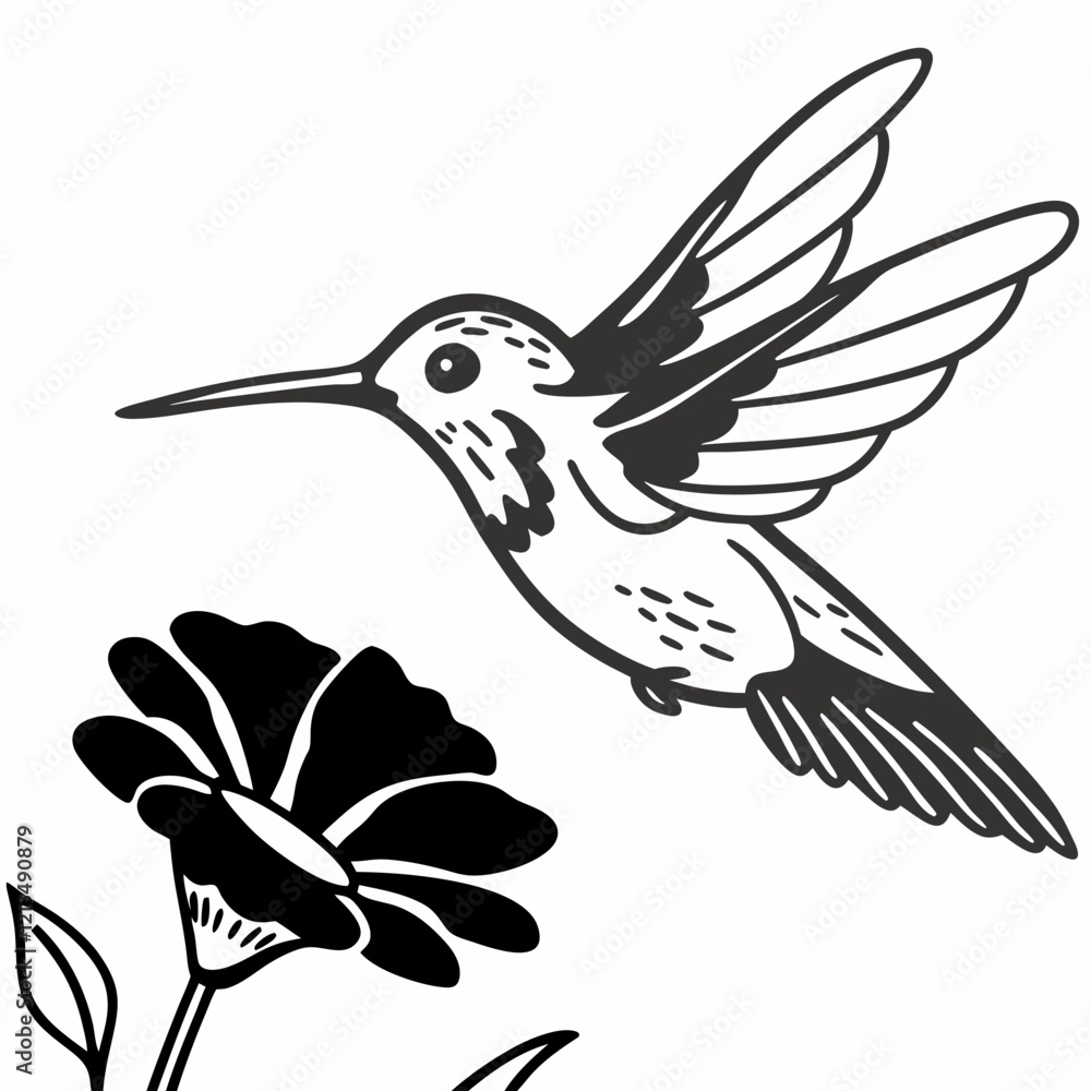 Fototapeta premium A hummingbird hovering High Quality Editable Mandala Vector Design and illustration