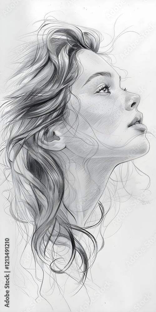 A realistic drawing of a women on a white background A realistic drawing of a women on a white background