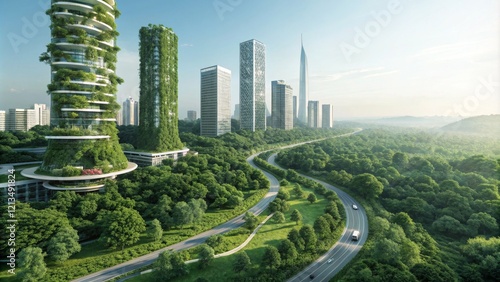 Eco-Cityscape Aerial View o...