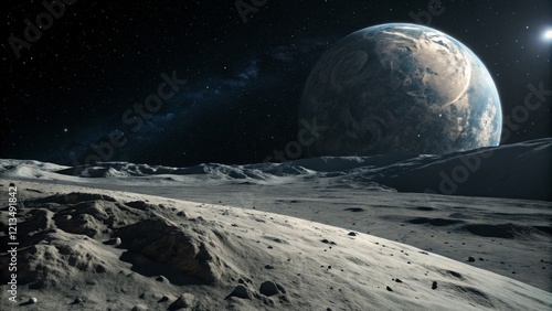 Exoplanet Rise Lunar Landsc...