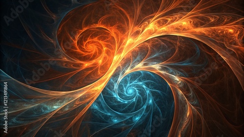Fiery and Icy Spirals Abstr...