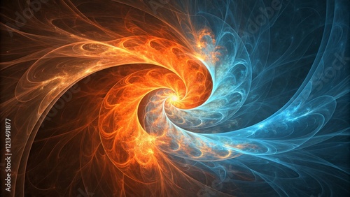 Fiery Ice Swirl Fractal Art...