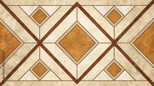 Geometric Beige and Brown T...