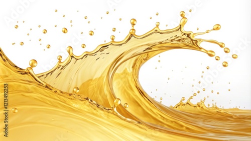 Golden Liquid Wave 3D Rende...
