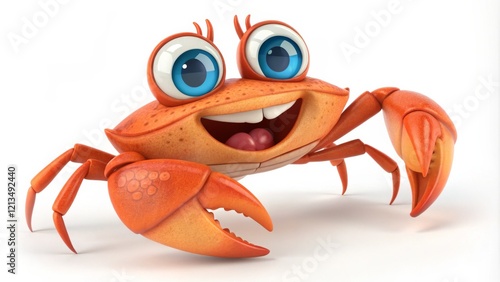Happy Cartoon Crab 3D Rende...