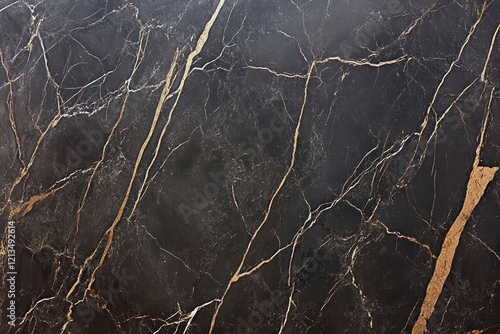 A textured black marble surface with shimmering golden veins creating a sophisticated look. photo