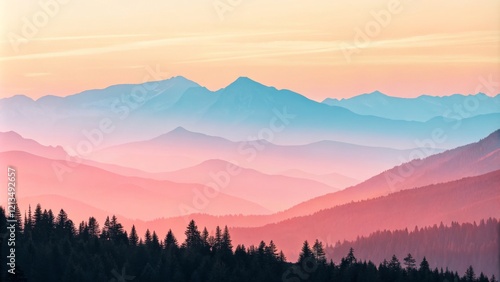Layered Mountains at Sunset...