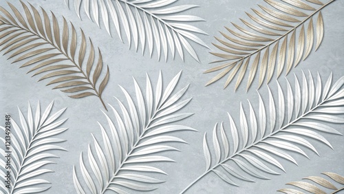 Metallic Palm Leaves Silver...
