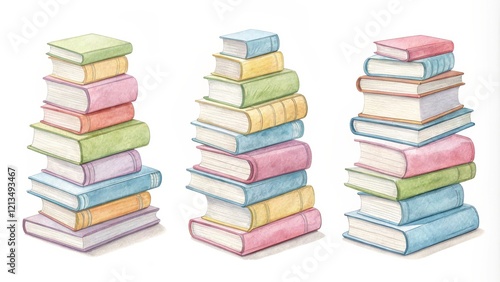Pastel Watercolor Book Stac...