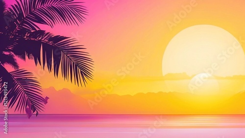 Tropical sunset beach calm ocean