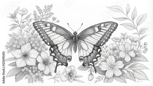 Pencil Sketch Swallowtail B...