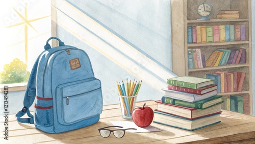 Sunlit Study Watercolor Bac...