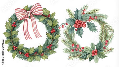Watercolor Christmas Wreath...