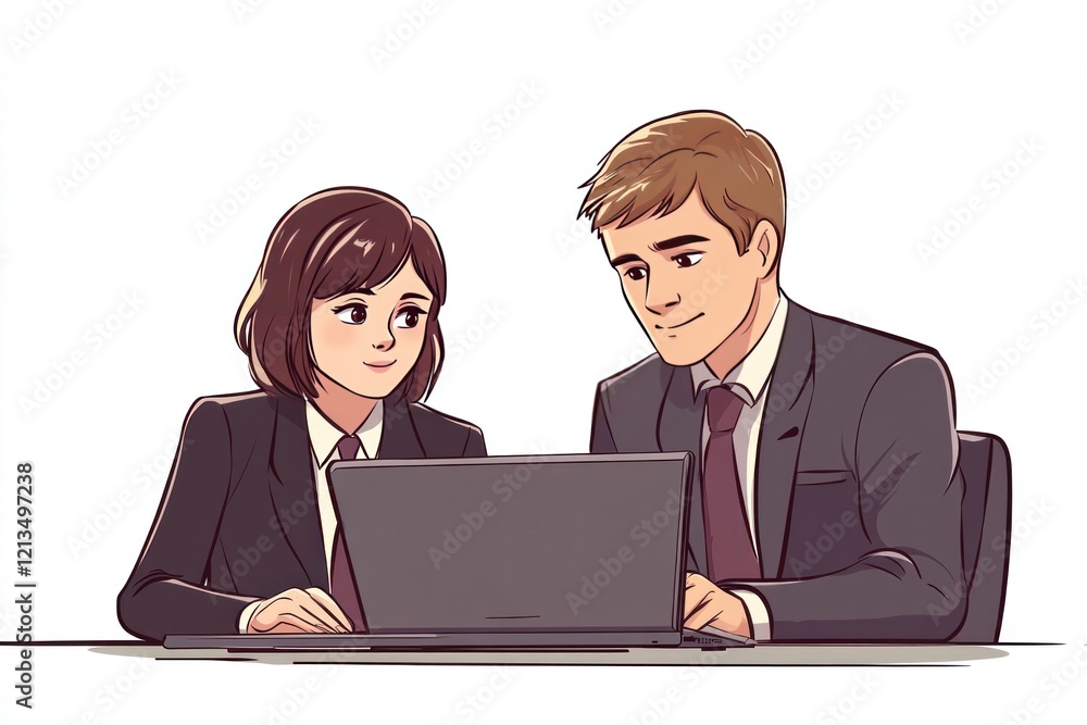 Business colleagues collaborating on a laptop. Business colleagues collaborating on a laptop.