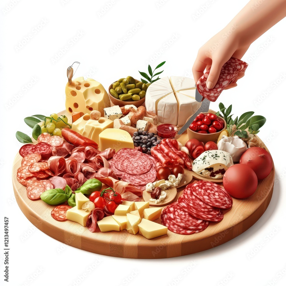 Delicious Charcuterie Board with Assorted Cheeses and Meats Delicious Charcuterie Board with Assorted Cheeses and Meats