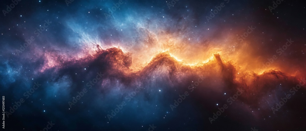 Naklejka premium Cosmic Nebula in Vibrant Hues.