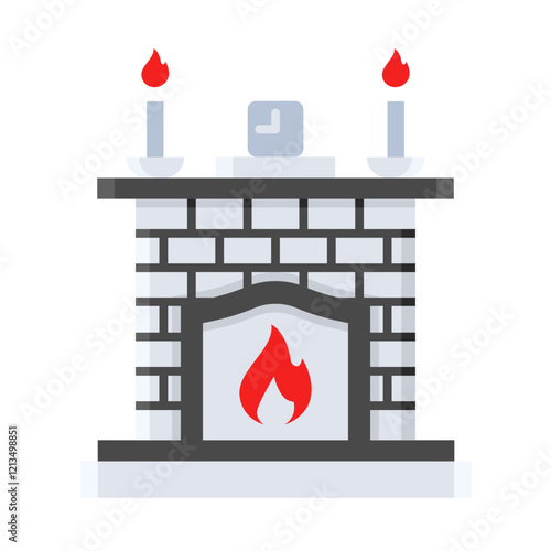 fireplace flat style