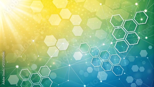 Abstract Hexagon Network Sunburst Gradient Background, Network, Technology Network, Technology