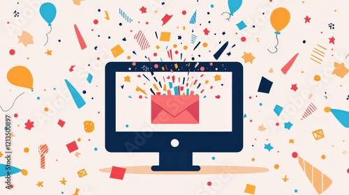 A digital congratulations message shown on a computer screen, with a bright and celebratory design 