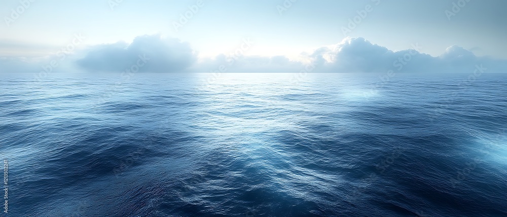 Calm ocean scene with misty clouds. Calm ocean scene with misty clouds.