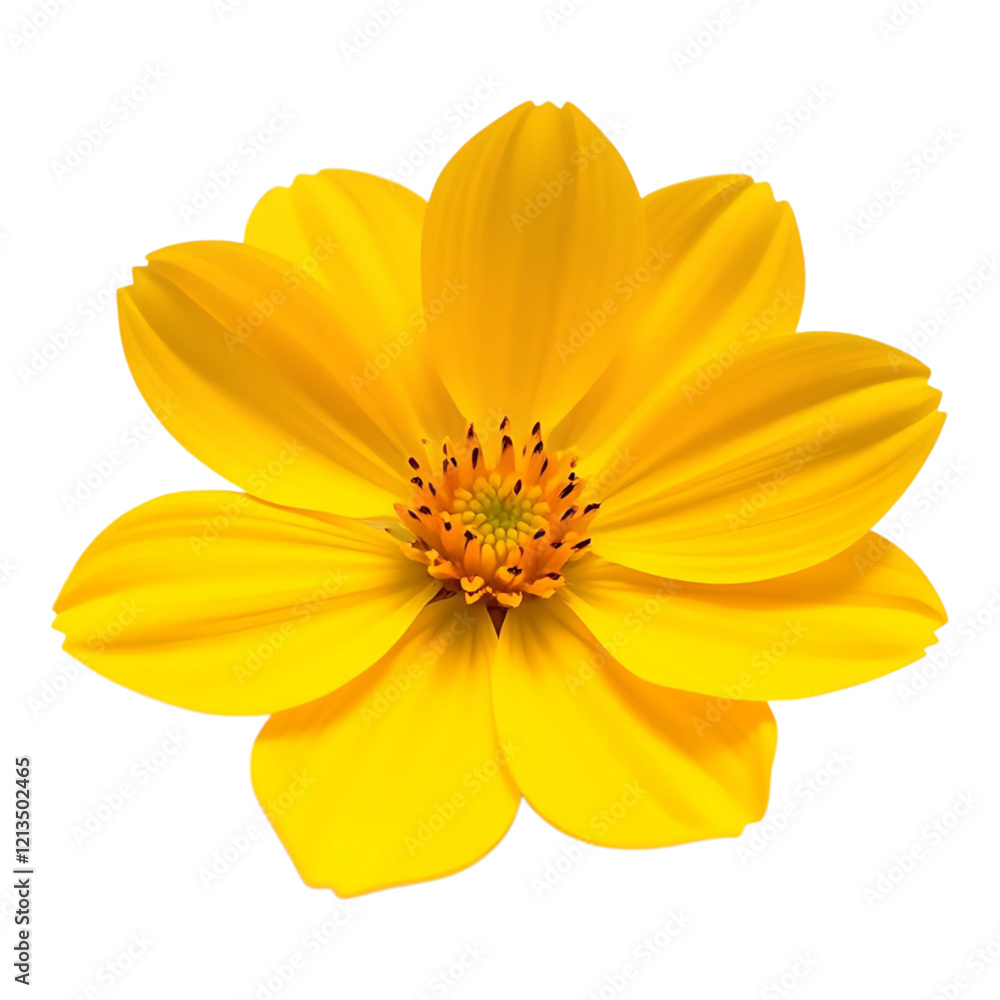 Golden yellow Cosmos flower with a cheerful appearance. Golden yellow Cosmos flower with a cheerful appearance.