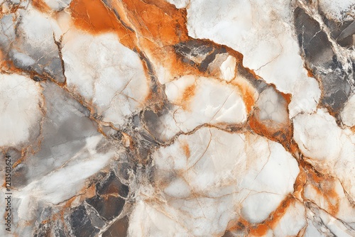 A vibrant rusty marble surface with patches of grey and earthy hues for a textured wall effect. photo