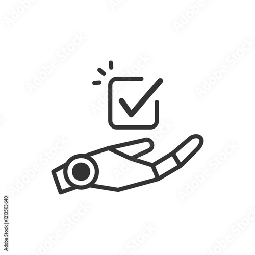 生成AIチャットボットのタスク機能のベクターアイコン(線画・白黒)