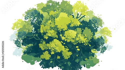 Vector illustration of a tree viewed from above, capturing the beauty of landscape and garden design.