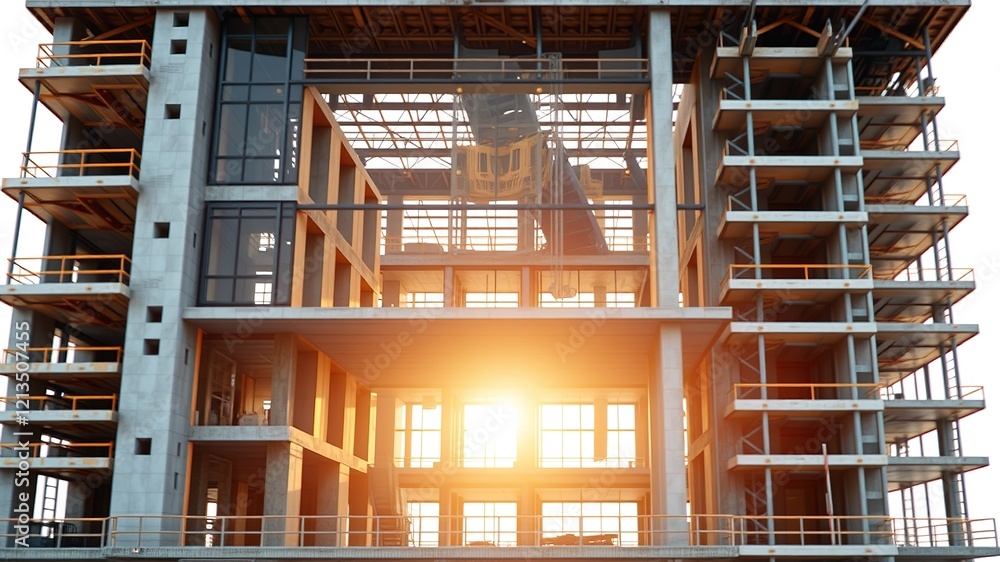 Under Construction 3D Render - Modern Architecture Exterior Under Construction 3D Render - Modern Architecture Exterior