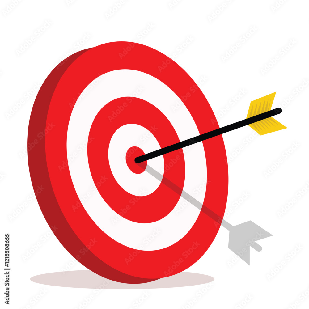 Target with arrow icon single. Archery target with arrow. Archery target with arrow isolated on transparent background. Bullseye concept vector illustration. Target with arrow icon single. Archery target with arrow. Archery target with arrow isolated on transparent background. Bullseye concept vector illustration.