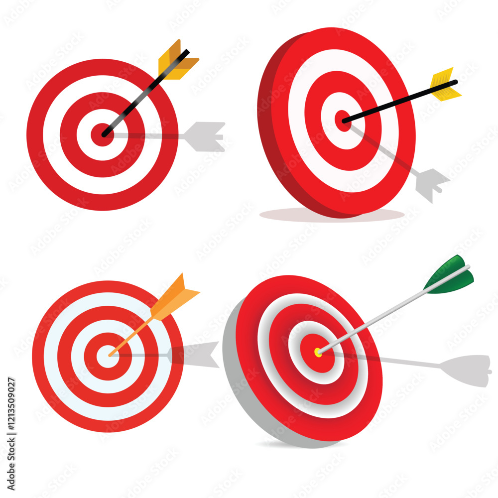 Target with arrow icon set. Archery target with arrow. Archery target with arrow isolated on transparent background. Bullseye concept vector illustration. Target with arrow icon set. Archery target with arrow. Archery target with arrow isolated on transparent background. Bullseye concept vector illustration.